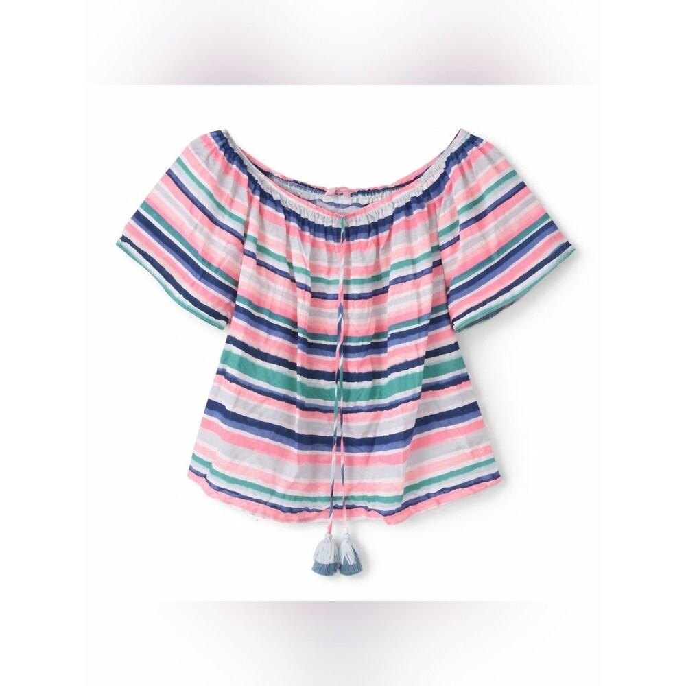 Lilly Pulitzer Off Shoulder Stripe Tassel Top Medium Boho Coastal